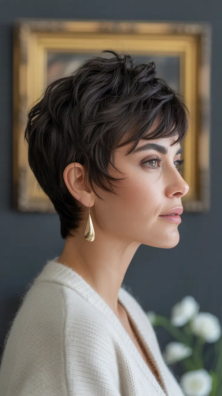 Cortes de cabelo bagunçados de duende Pixie com infusão de desgrenhado e textura de coroa arejada
