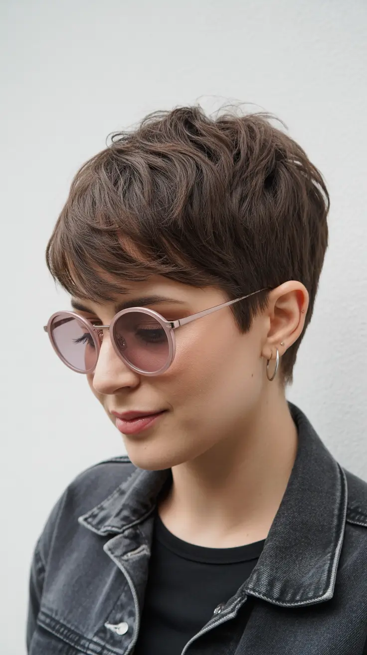 Cortes de cabelo bagunçados Pixie descontraído em camadas com charme fácil de fim de semana