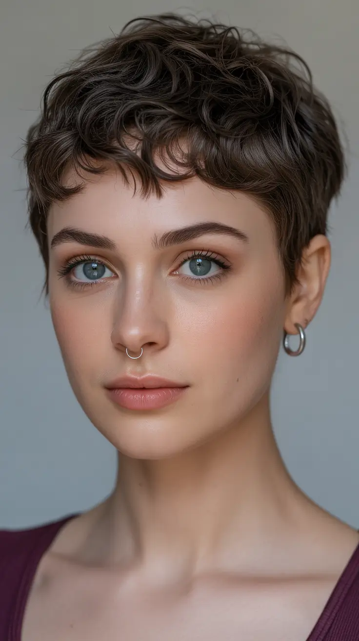 Cortes de cabelo bagunçado Pixie encaracolado texturizado Pixie com movimento suave