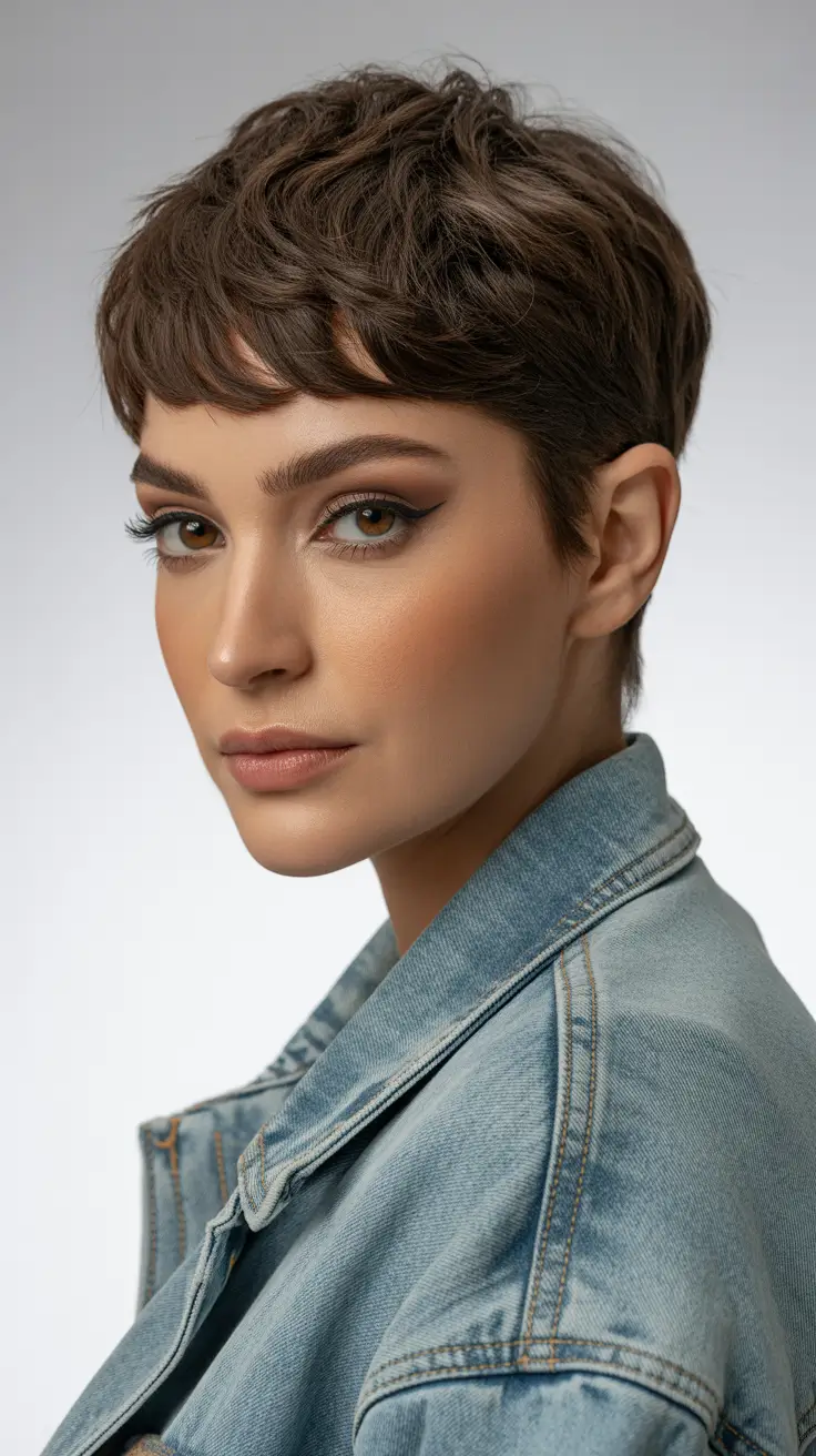 Cortes de cabelo bagunçados e pixie Corte texturizado com bordas suavemente afiladas