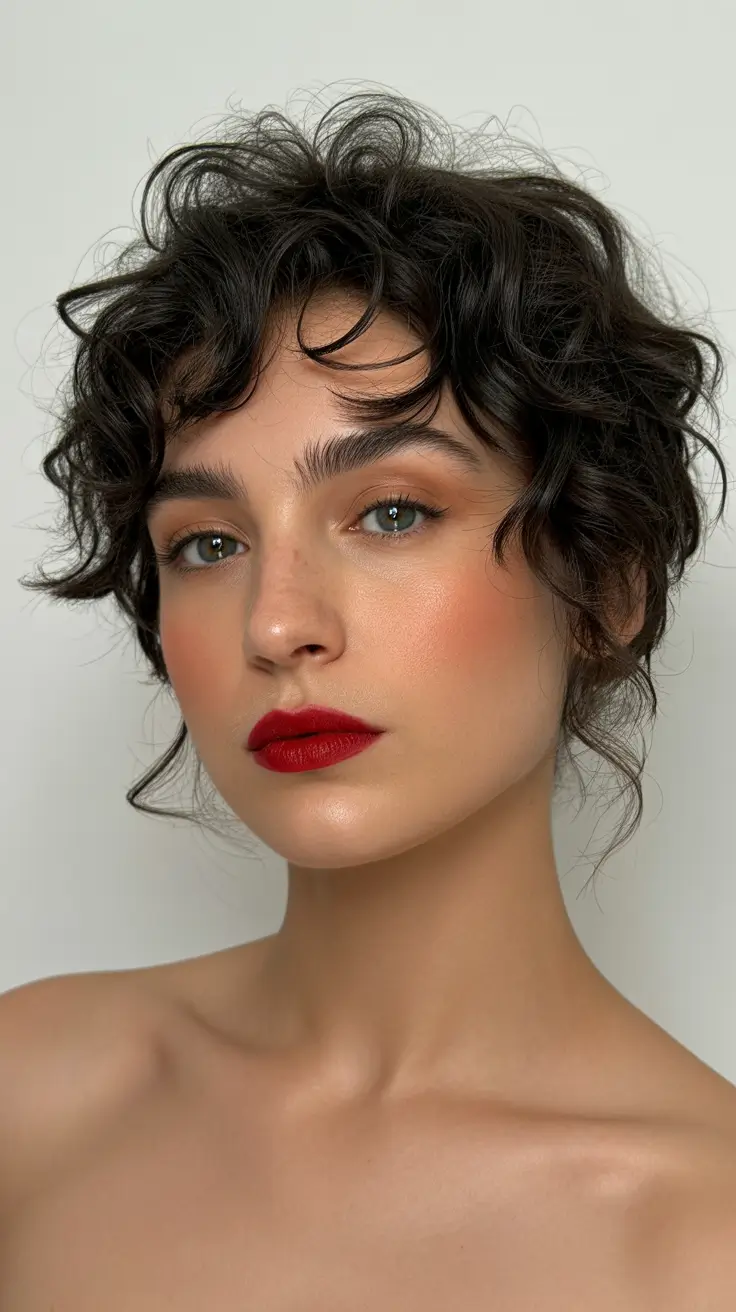 penteados curtos femininos Curly Shag Revival
