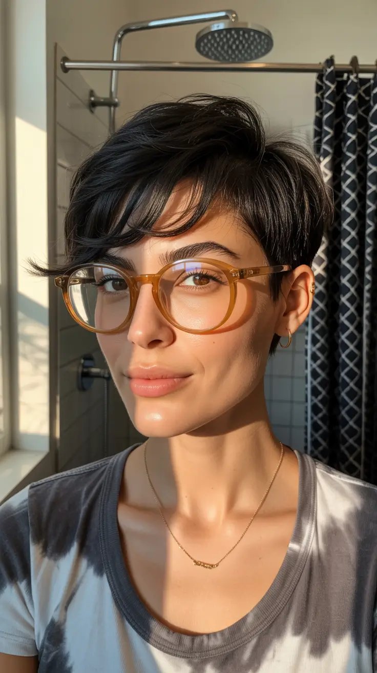 penteados curtos para mulheres com mais de 50 anos Choppy Pixie para minimalistas inteligentes
