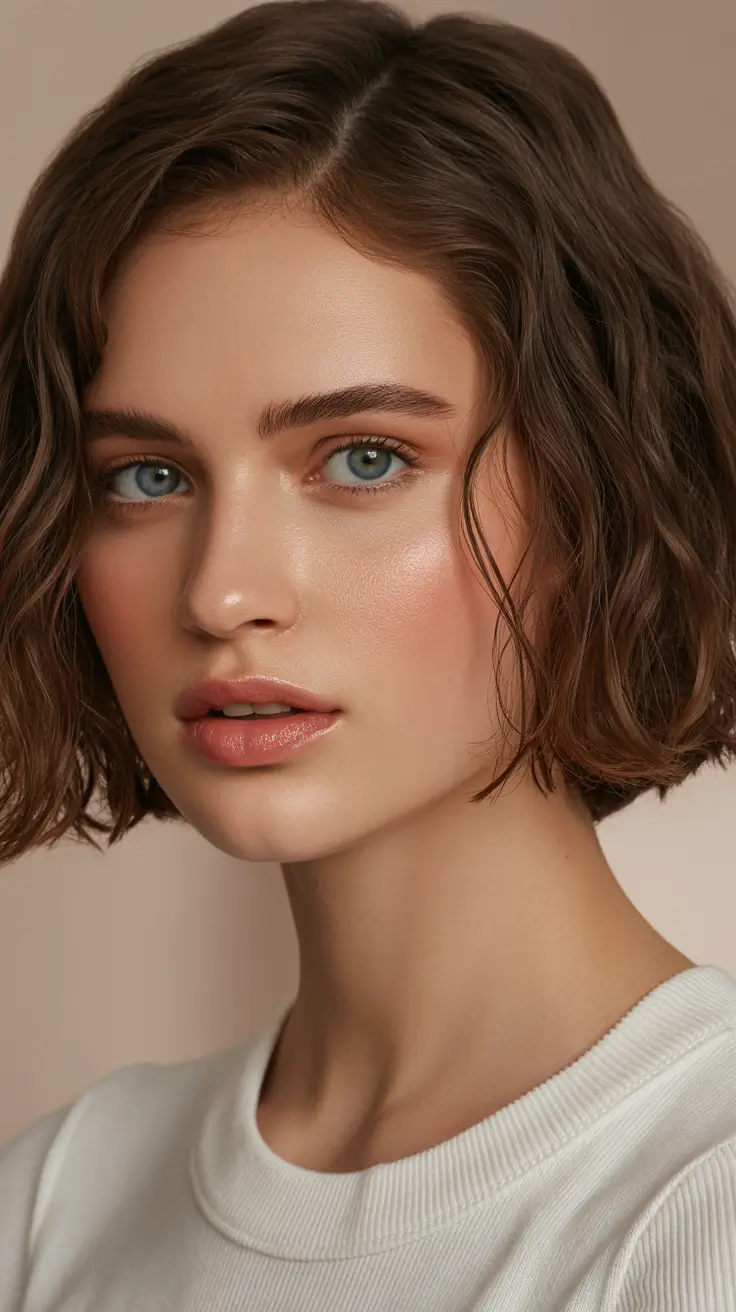 penteados curtos femininos Soft Chocolate Waves Bob