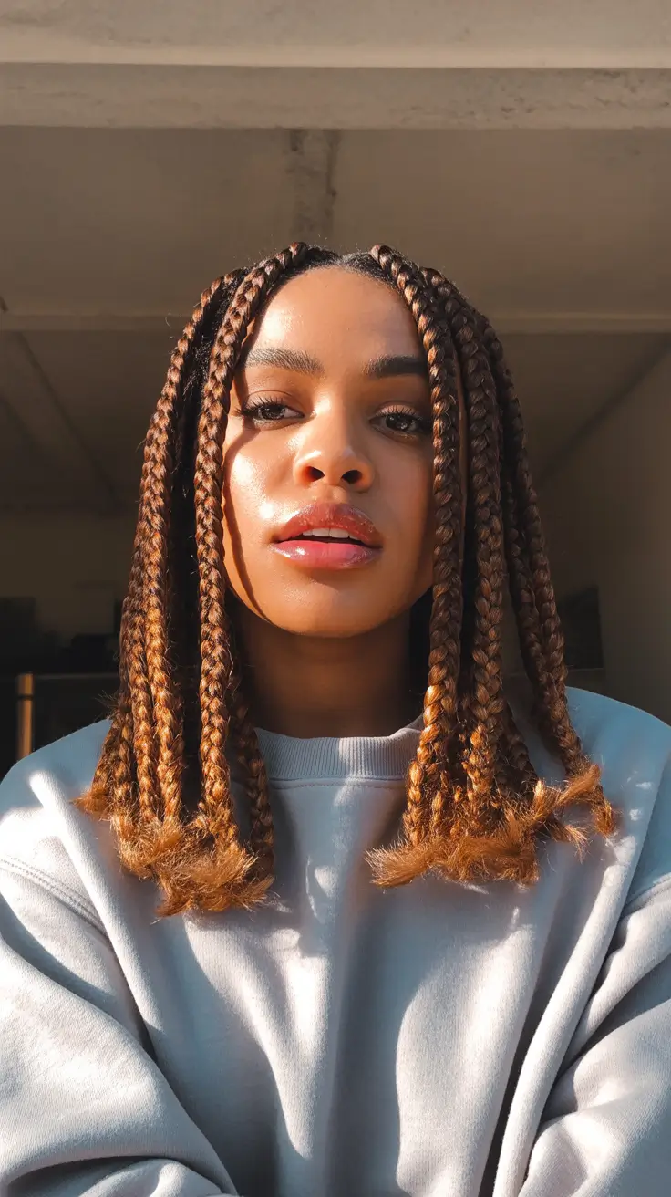 Penteados trançados fáceis 2026 Honey Bob Box Braids