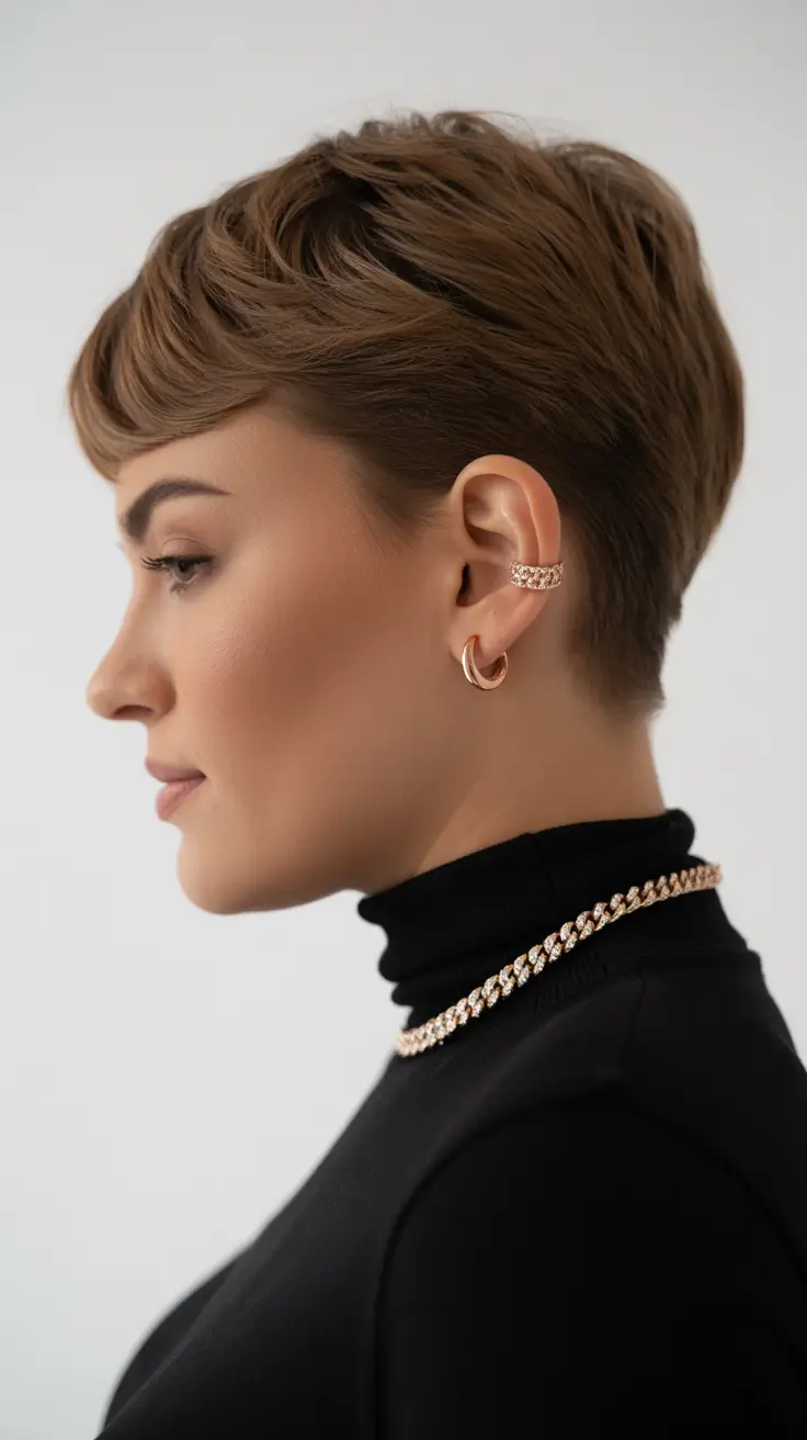 penteados curtos de primavera 2026 elegante Petite Pixie com contornos suaves