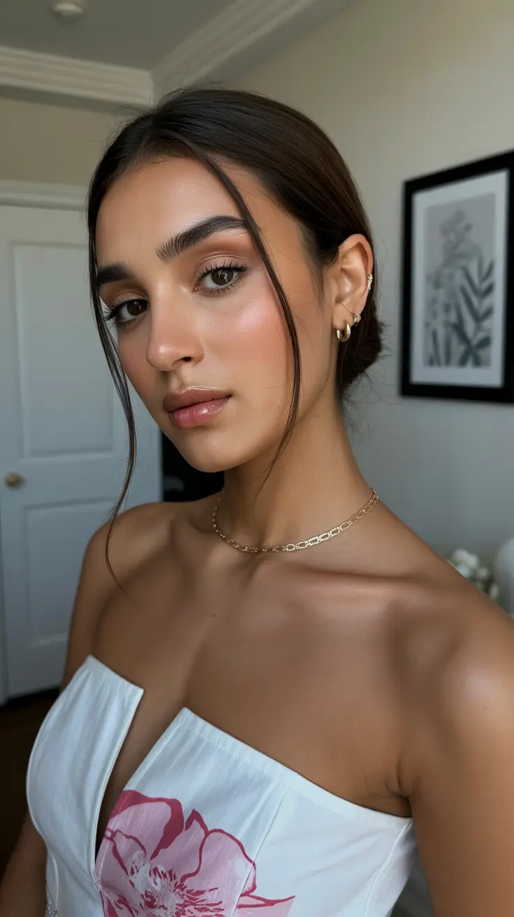 cor de cabelo morena primavera 2026 Morena chique com coque baixo para momentos minimalistas de primavera