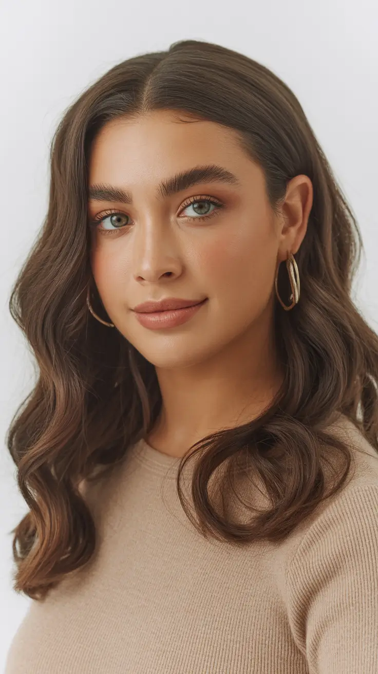 cor de cabelo morena primavera 2026 ondas castanhas suaves com calor natural