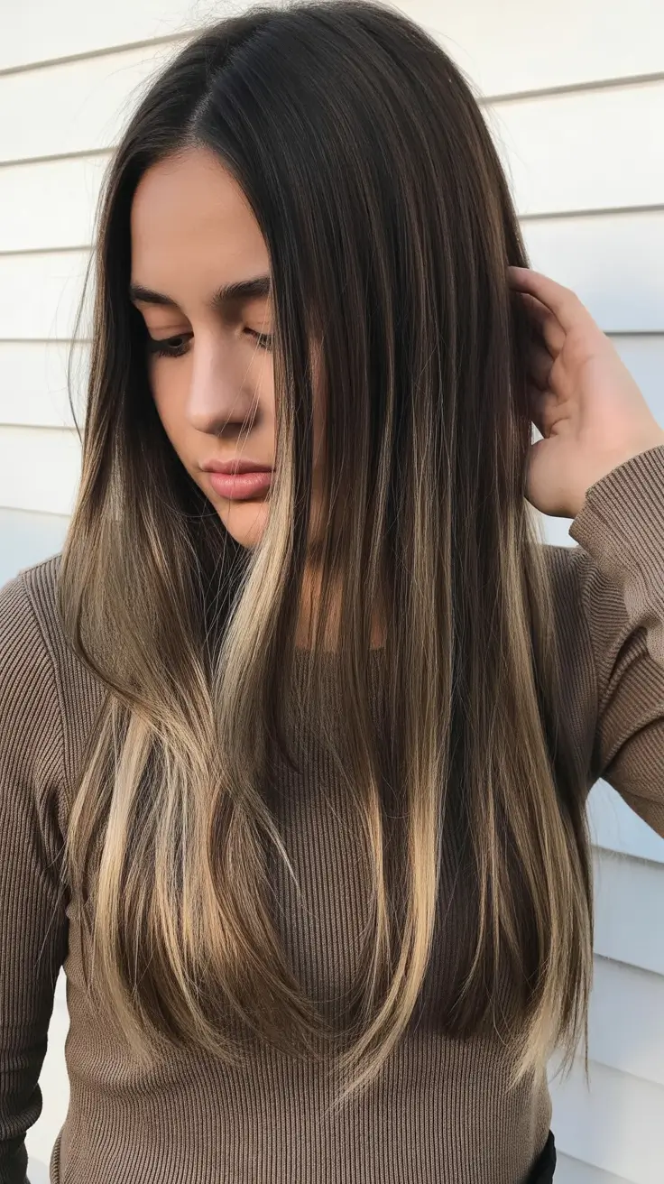 ideias modernas de cores de cabelo balayage de primavera 2026 Long Brunette Blonde Balayage