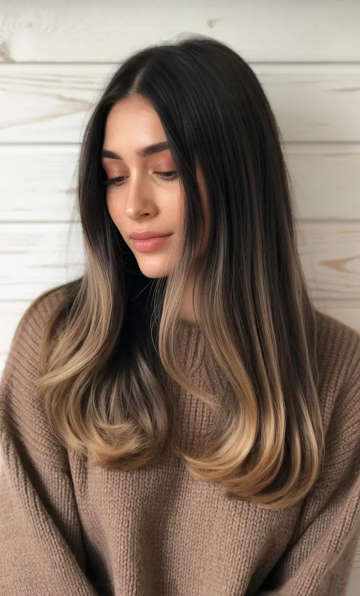 ideias modernas de cores de cabelo balayage de primavera 2026 Long Brunette Blonde Balayage Melt
