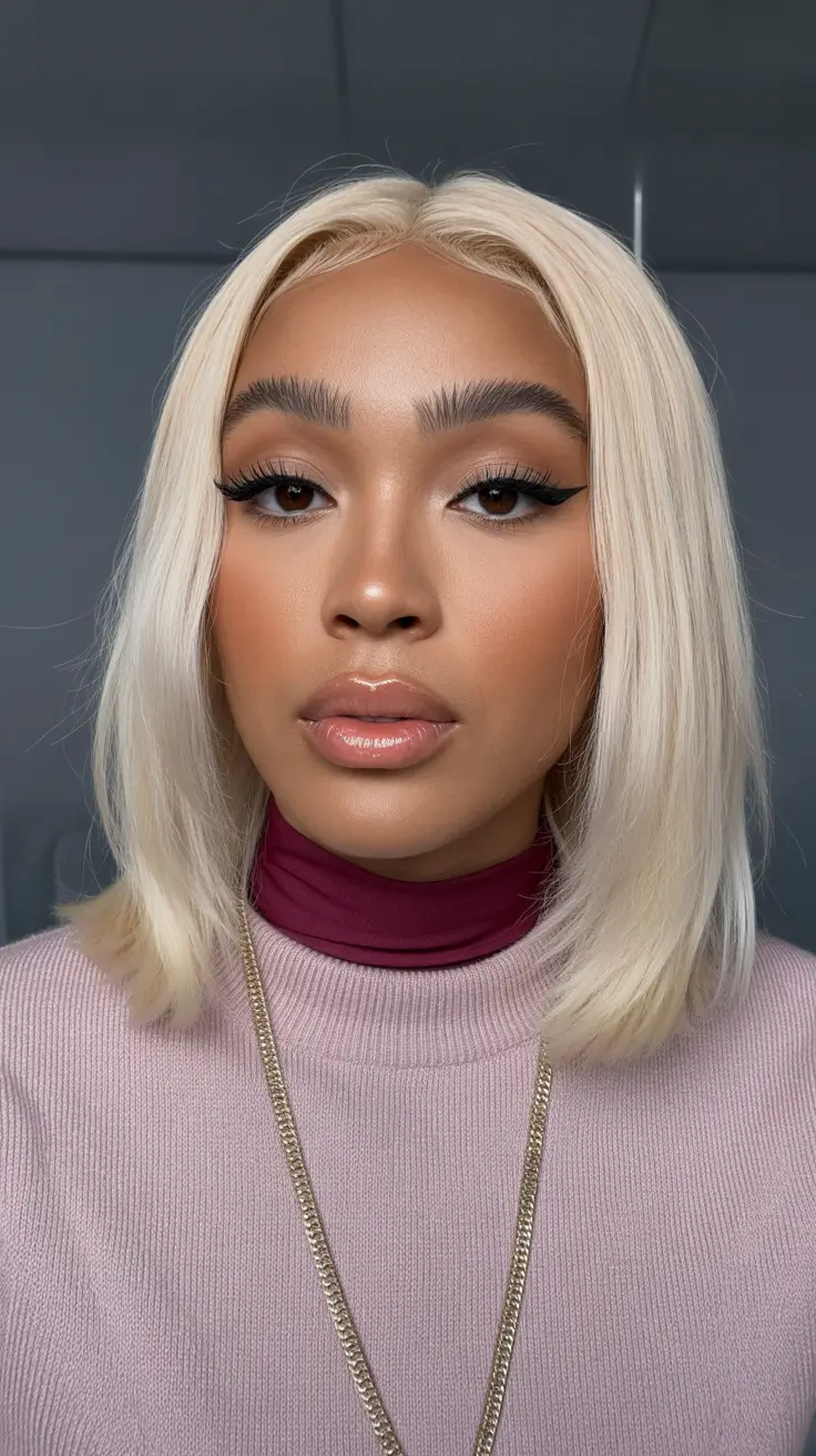 cor de cabelo primavera para pele escura 2026 Iced Vanilla Blunt Lob