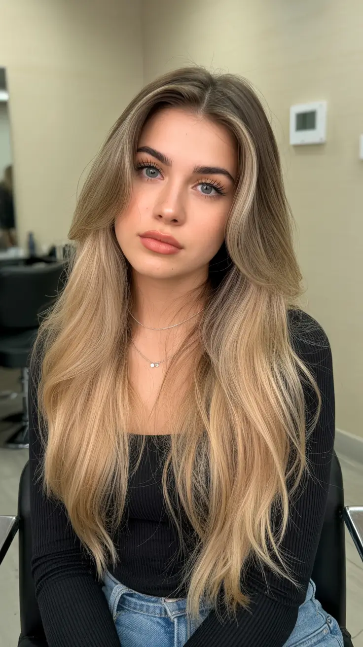 cor de cabelo ombre de primavera natural 2026 Ombre neutro macio com luz de moldura facial