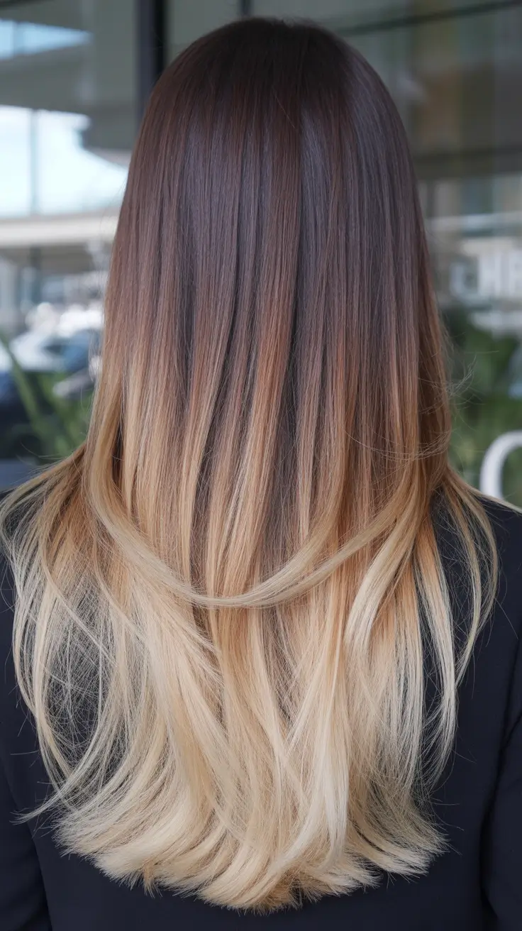 cor de cabelo ombre de primavera natural 2026 Ombre morena a loira elegante com acabamento limpo