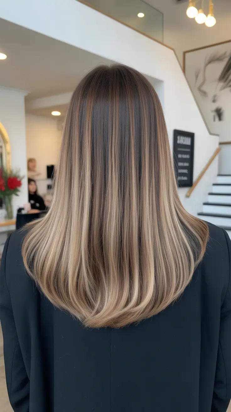 cor de cabelo ombre de primavera natural 2026 Cool Beige Blonde Ombre com mistura de precisão