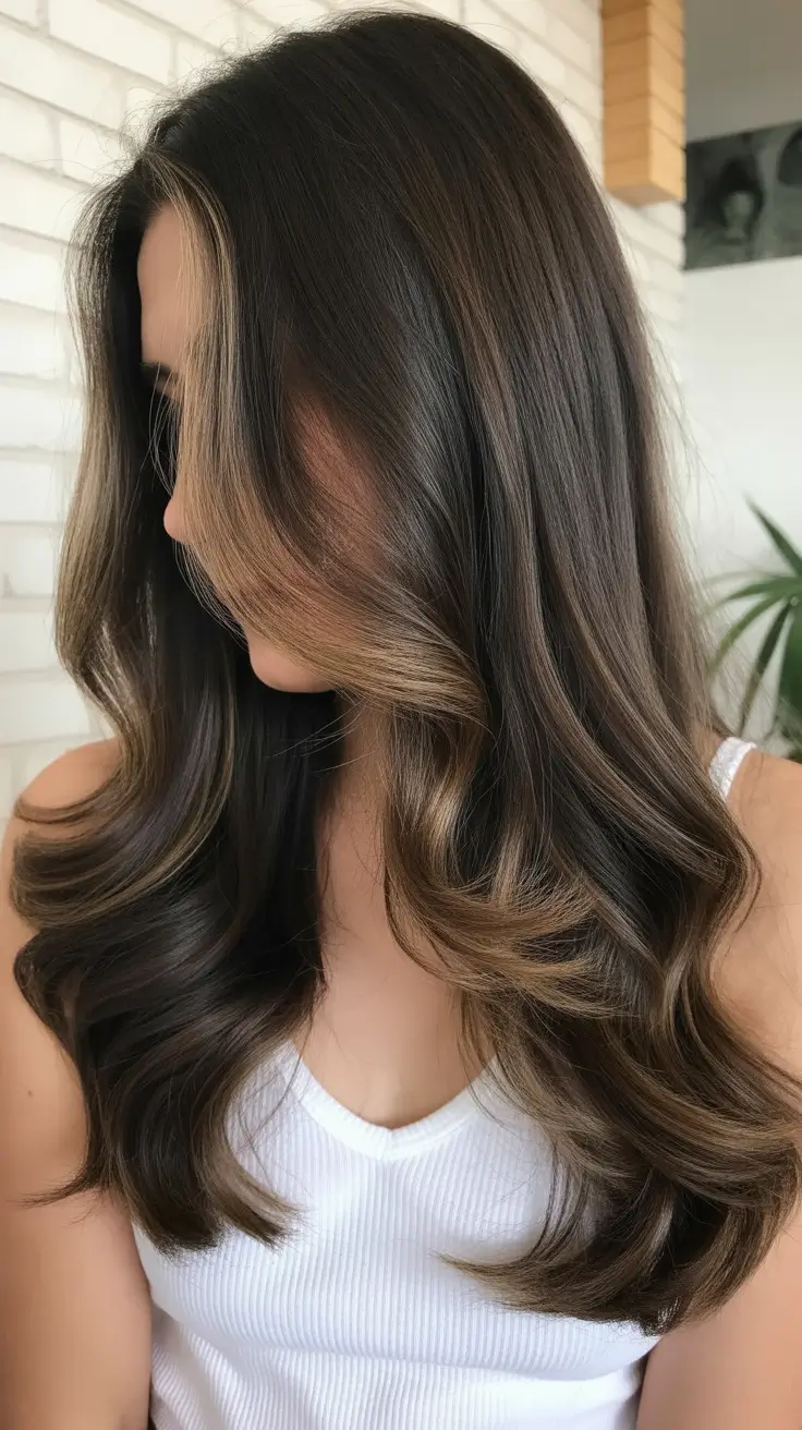 Cor de cabelo ombre natural de primavera 2026 Ombre morena quente com fitas de caramelo sutis
