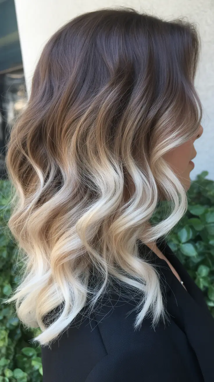 cor de cabelo ombre de primavera natural 2026 Ombre morena suave com pontas loiras cremosas