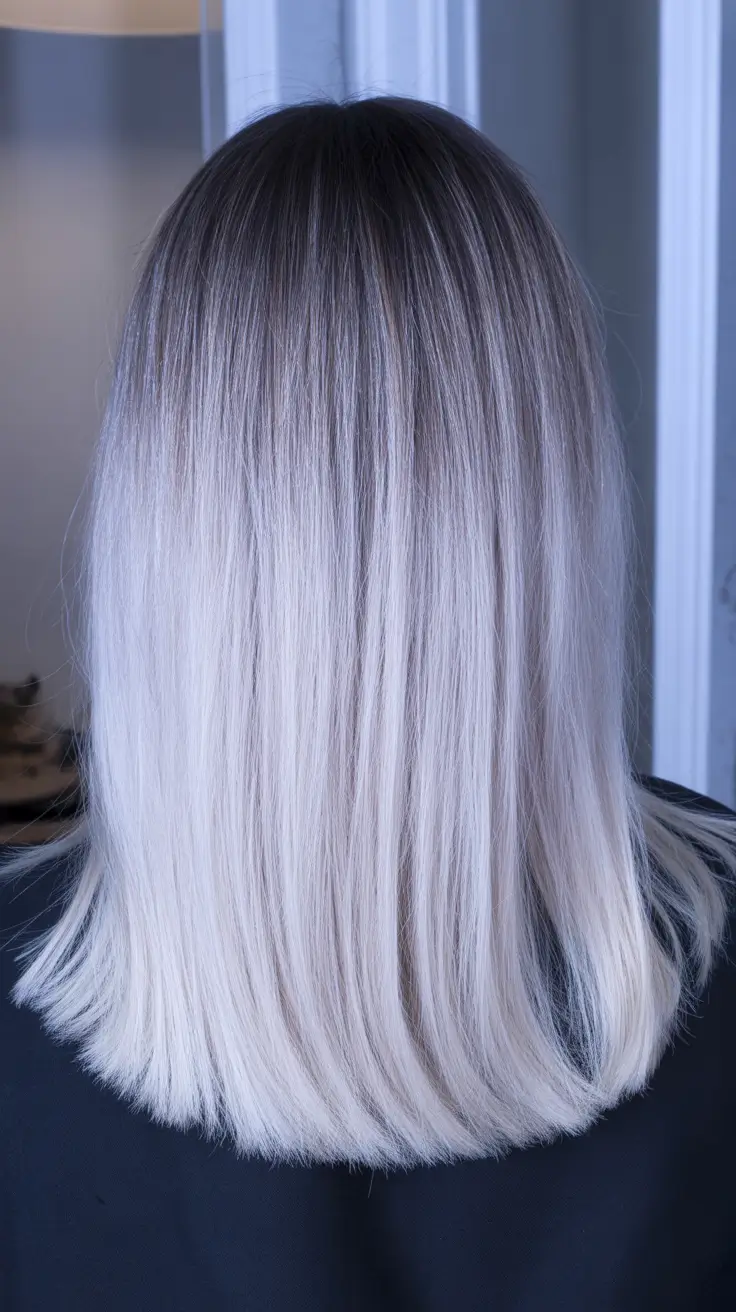 cor de cabelo ombre de primavera natural 2026 Cool Platinum Ombre com acabamento sem corte