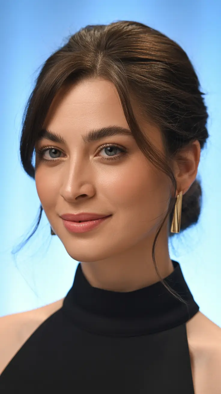 cor de cabelo castanho primavera 2026 Elegante morena updo com calor suave de primavera