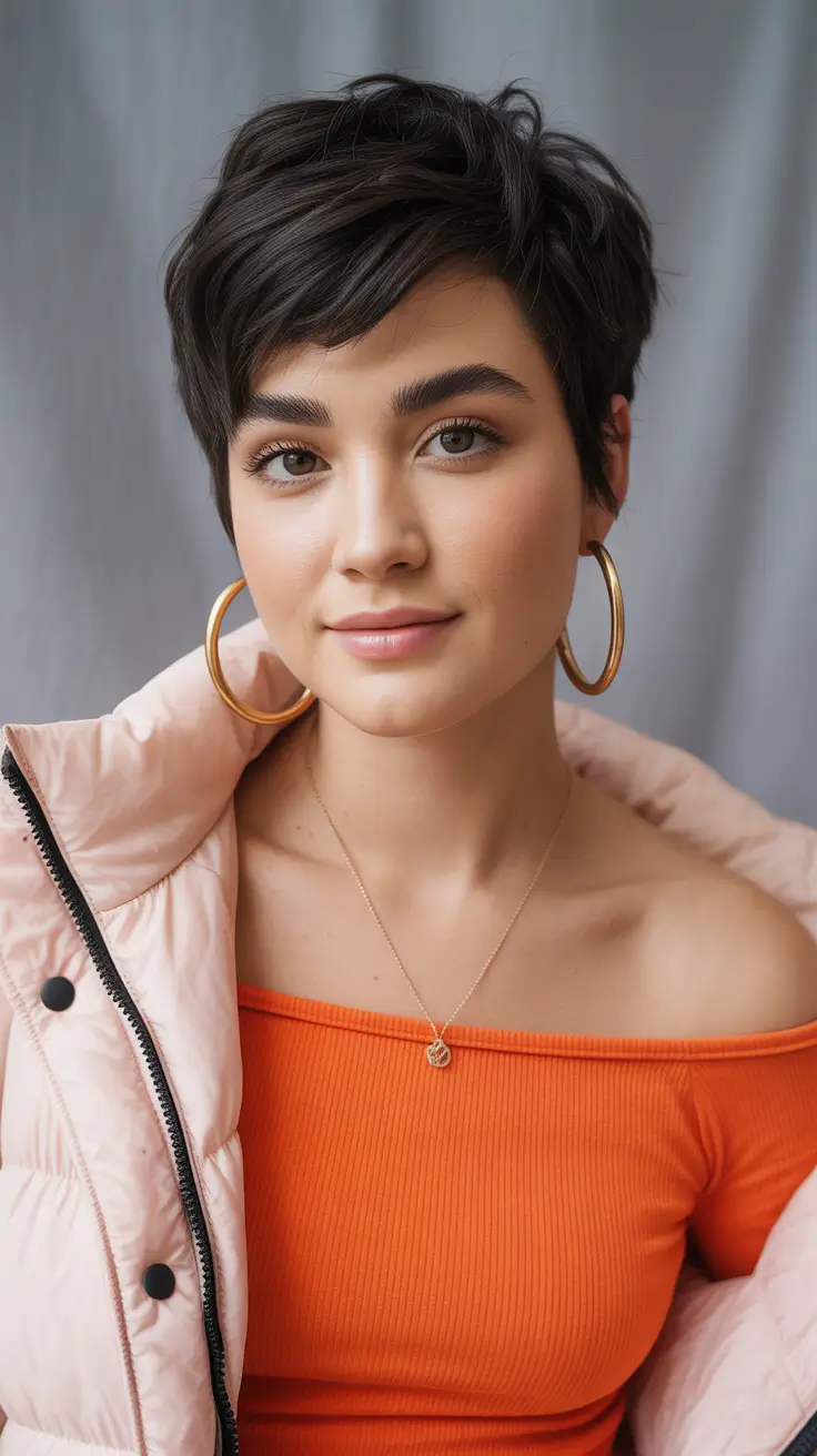 Tendências de cores de cabelo para a primavera de 2026 Chic Dark Pixie com textura macia