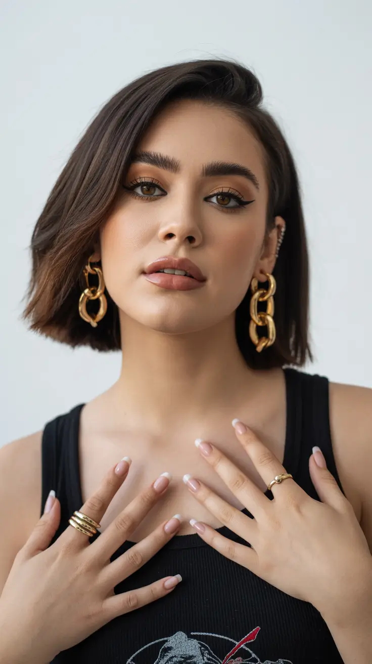 Tendências de cores de cabelo para a primavera de 2026 Bob morena suave com detalhes dourados