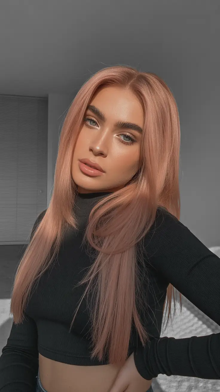Tendências de cores de cabelo para a primavera de 2026 Comprimentos elegantes em ouro rosa com calor sutil
