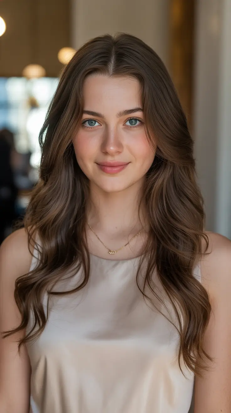 May Hair Color Ideas 2026 Clássico Fluxo Moreno Suave com Brilho Sutil