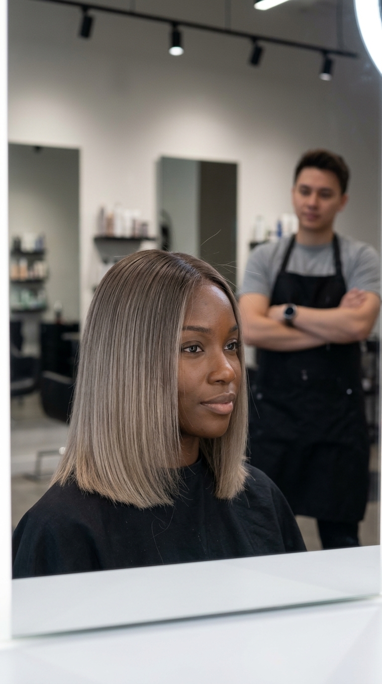 Ombre Cool Ash Brown a Bege Blonde 2026 ombre longo marrom acinzentado a bege loiro com tons frios, mistura AirTouch, sem franja - estilo minimalista