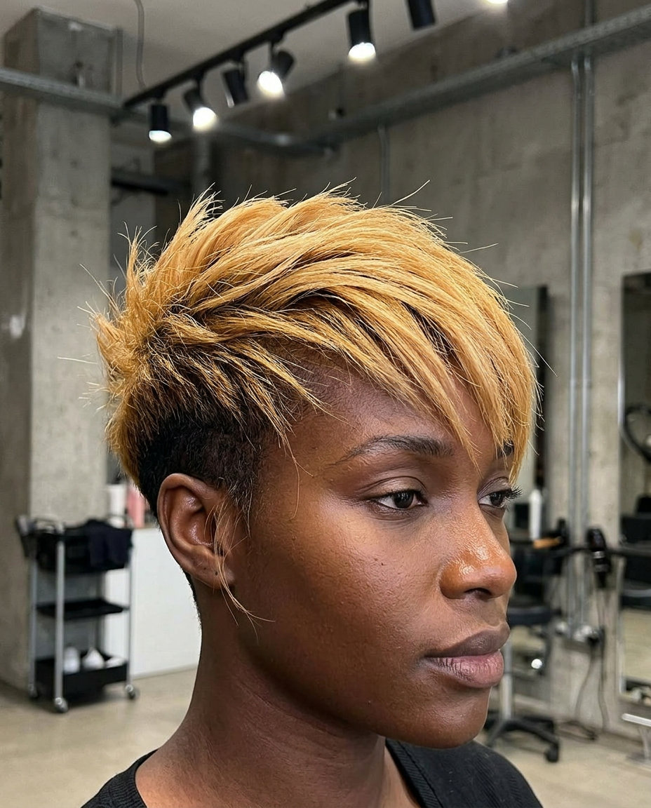 Corte inferior de mel rebelde 2026 louro caramelo mel com corte inferior curto e camadas texturizadas, para um estilo ousado
