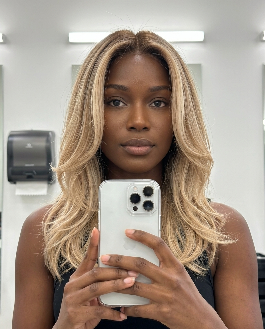 Cabelo Ombre Loiro Champanhe 2026 ombre longo e esvoaçante com loiro champanhe, mistura de foilyage perfeita - evento formal romântico