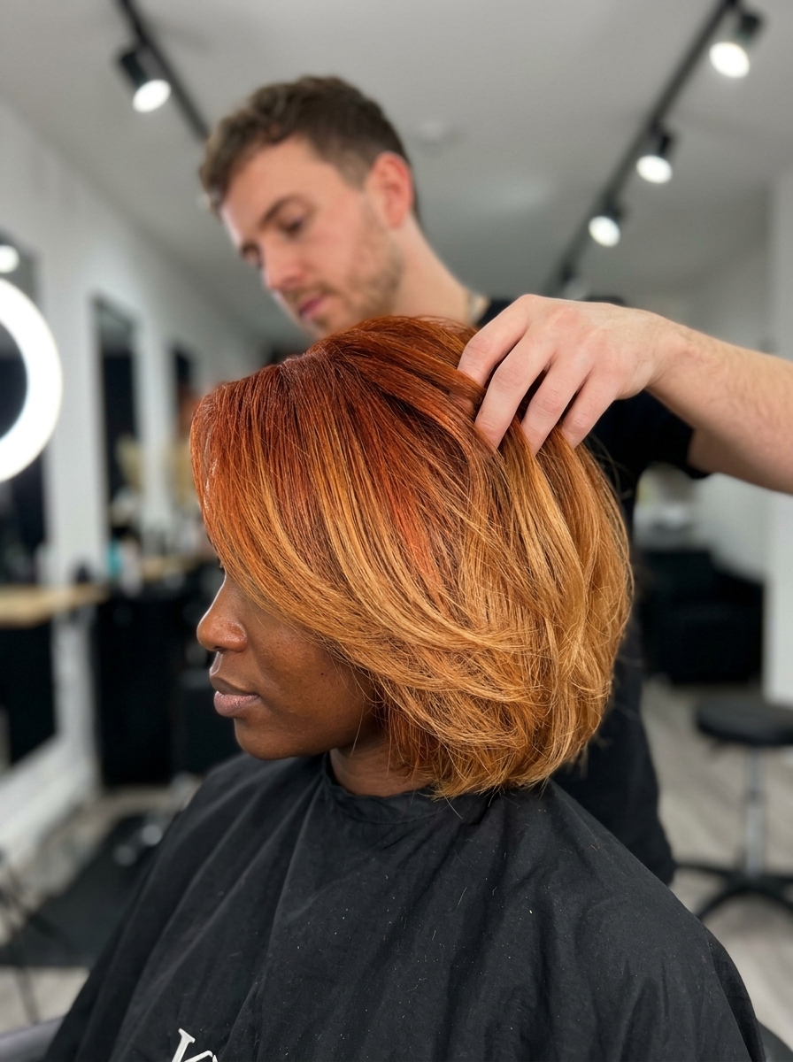 Cabelo Ombre Penny Cobre 2026 ombre longo de cobre a caramelo dourado com tons vivos, mistura Pintura / balayage, sem franja - afirmação ousada