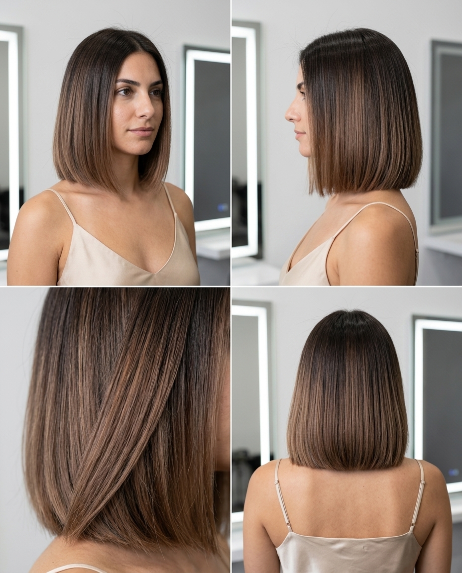 Elegante Espresso Pecan Ombre Hair 2026 espresso longo até ombre de noz-pecã com mistura suave, brilho transparente - minimalista e elegante